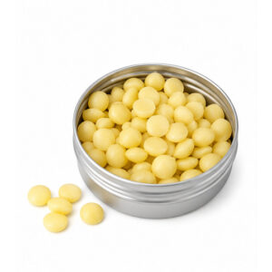 Alpha-gal safe solid lotion gems in a tin on dark marble surface by Rabbit Hole Products