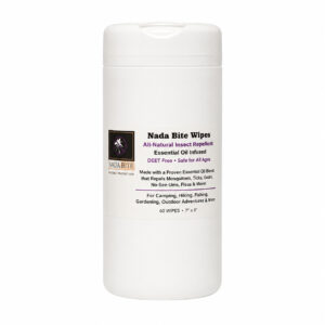 Alpha-gal safe insect repellent wipes by NADA Bite 50 pack on white background
