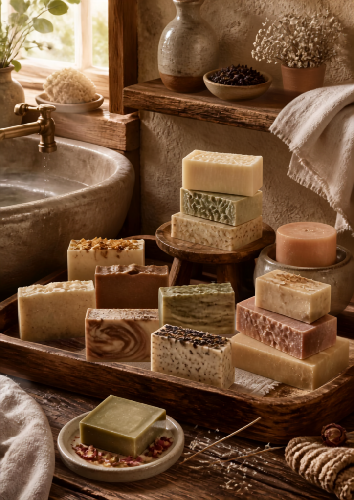 Handmade alpha-gal safe cold process soaps by Rabbit Hole Products, made without mammalian-derived ingredients